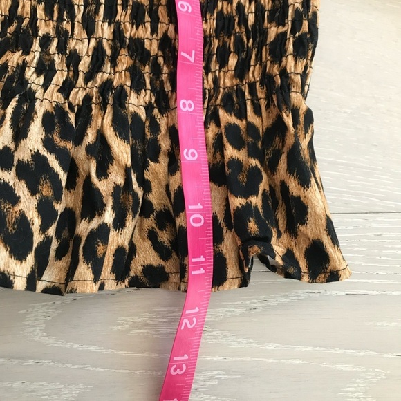 Zara Leopard Print 1/2 Sleeve Smocked Puff Sleeve Cotton Top Women’s Size small - Picture 5 of 6